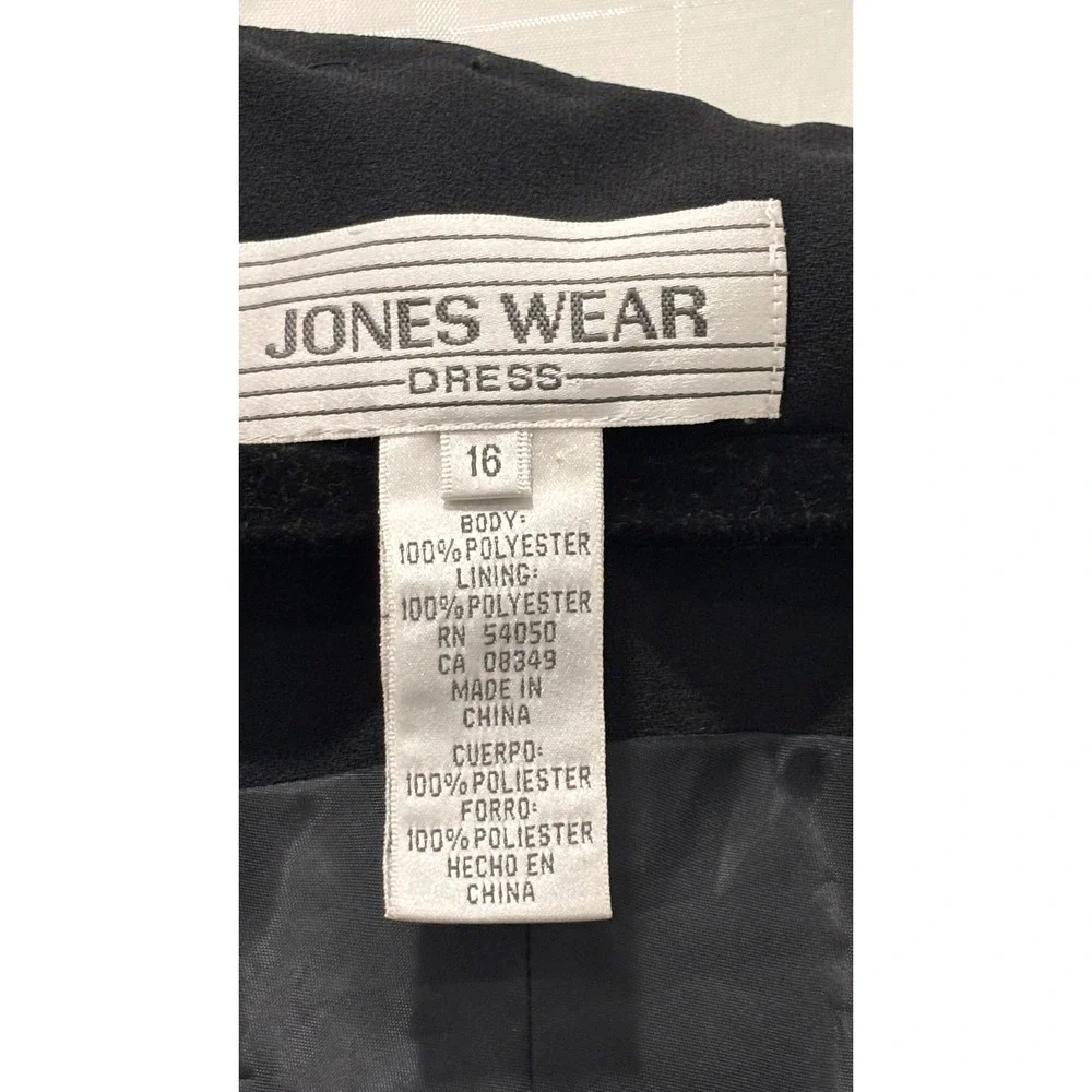 Jones Wear Black Sleeveless Midi Dress Beaded Neckline Size 16 Sheath Event Wear